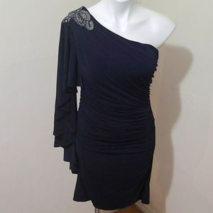 Cachet black one shoulder navy blue size 8 dress